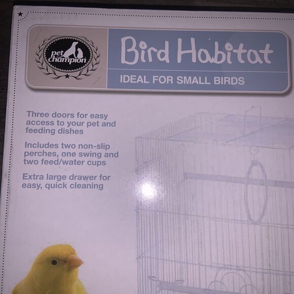 PET CHAMPION 15" SMALL BIRD WIRE HABITAT WITH FLAT ROOF, WHITE *DM - Picture 2 of 9